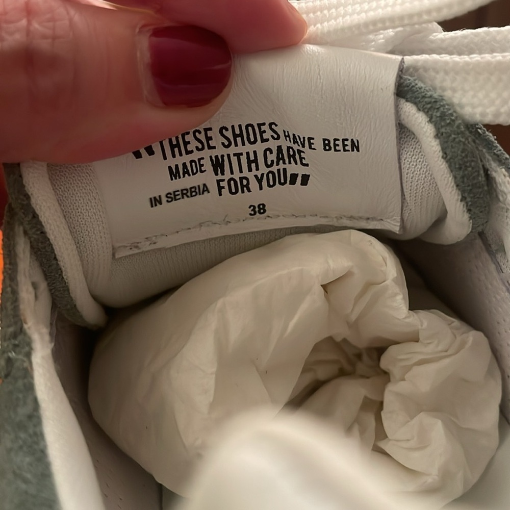 NWT VOILE BLANCHE JULIA Leather And Suede Sneakers in Sage - Picture 15 of 15